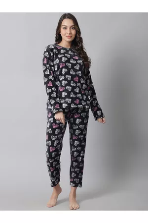 Women Black & Beige Solid Night Suit With Leopard Print Bottomwear –  Piccolo Kids