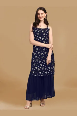 GUFRINA Floral Printed Sleeveless Kurta with Sharara