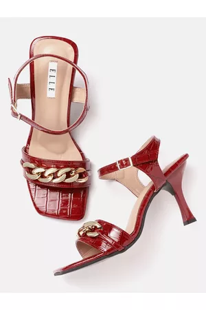 Elle Croc Textured Slim Heel Sandals