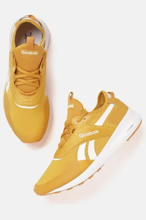 Reebok Women Mustard Yellow & White Striped Spark Run Sneakers