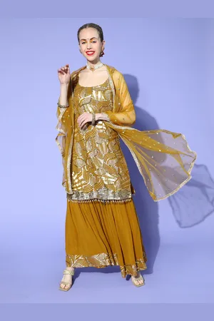 Chhabra 555 Ethnic Motifs Poly Georgette Bling it On Kurta Set
