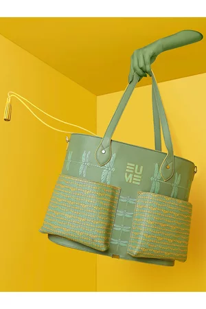 EUME Green Printed Structured Shoulder Bag