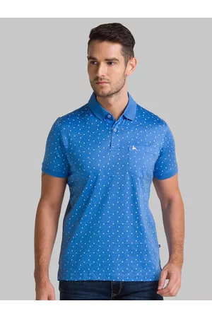 Parx Men Blue Printed Polo Collar T-shirt