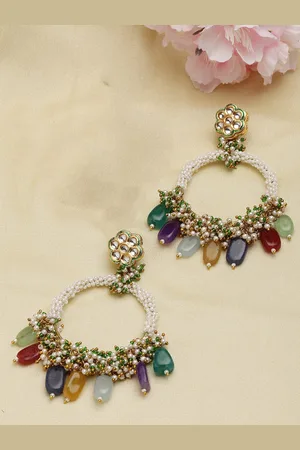 DUGRISTYLE Circular Gold Plated Drop Earrings