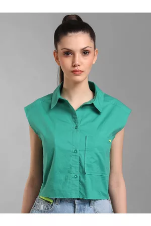 Kazo Green Embellished Casual Shirt