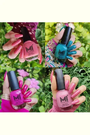 MI FASHION Set Of 4 Vernis A Ongles Ultra High Glass HD 3D Shine Nail Polish 60ml - Candy Cotton, Sea Green, Plum, Nude Spring