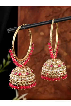 AQUASTREET Gold plated AD Balis Dome Shaped Jhumkas Earrings