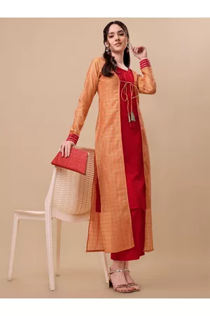 Kalini Women Ethnic Motifs Kurta & Palazzos With Chanderi Jacket