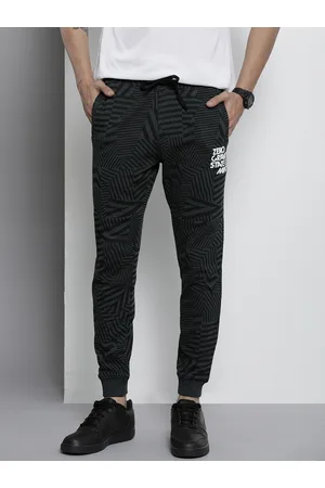 The Indian Garage Co Men Charcoal Black Geometric Printed Joggers