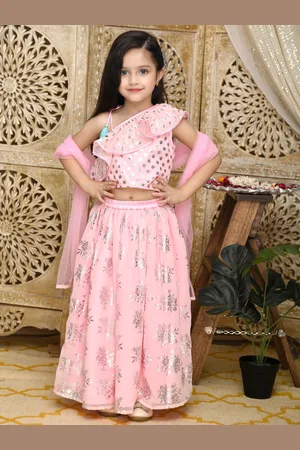 SAKA DESIGNS Girls Printed Ready to Wear Lehenga & Blouse With Dupatta