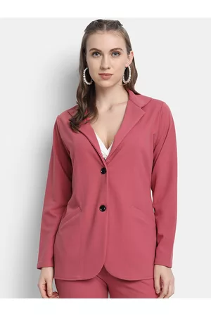 Golden Kite Women Pink Solid Single-Breasted Blazer