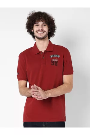 Mufti Men Rust Polo Collar Slim Fit T-shirt