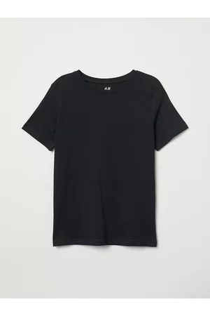 H&M HM Boys Black Solid Pure Cotton T-shirt