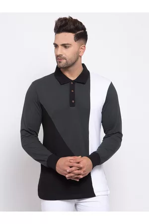 Kalt Men Colourblocked Polo Collar T-shirt