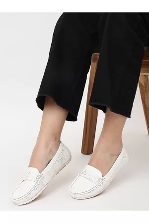 Marc Loire Women White Embellished Slip On Loafers