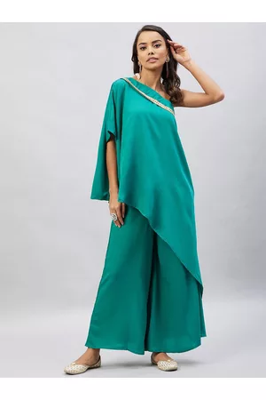InWeave Women Teal Kurta with Palazzos