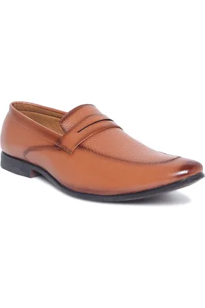 MUTAQINOTI Men Tan Brown Solid Formal Loafers