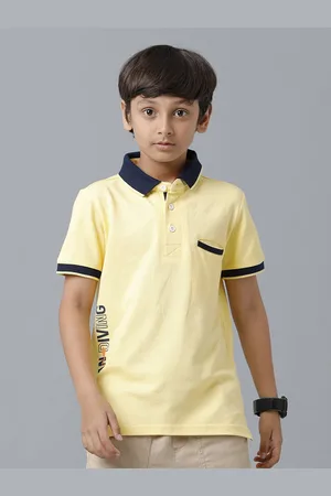 UNDER FOURTEEN ONLY Boys Typography Printed Polo Collar Cotton T-shirt