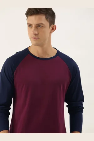 Invictus Men Maroon Raglan Sleeves Pure Cotton T-shirt