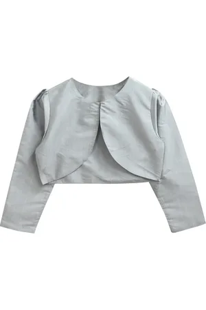 A.T.U.N. Girls Silver-Toned Solid Open Front Shrug