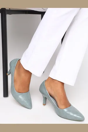 Marc Loire Grey Textured PU Work Kitten Pumps