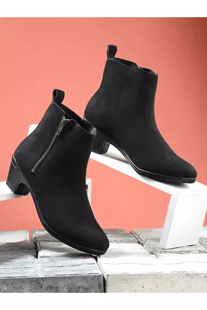 DressBerry Women Black Faux Leather Regular Boots