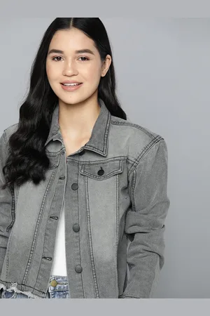 Mast & Harbour Women Mock Flap Pockets Frayed Hem Denim Jacket