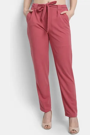 Golden Kite Women Pink High-Rise Wrinkle Free Pleated Trousers