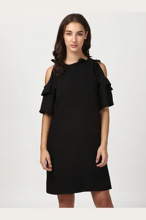 Harpa Women Black Solid A-Line Dress