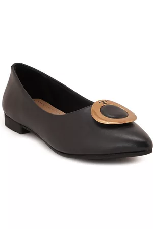 Elle Women Navy Blue Ballerinas with Buckles Flats