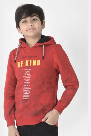 Crimsoune Club Boys Cotton Printed Hooded Sweatshirt