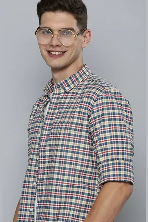 Mast & Harbour Men Yellow & Blue Checked Casual Shirt