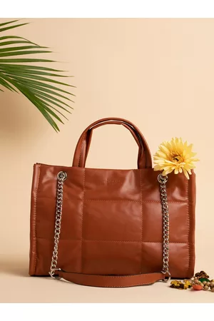 Campus Sutra Women Textured PU Oversized Shopper Handheld Bag with Quilted