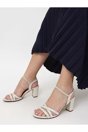 Marc Loire Gold-Toned Printed PU Party Block Heels