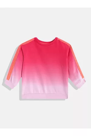 Mothercare Girls Pink Ombre Cotton Round Neck Sweatshirt