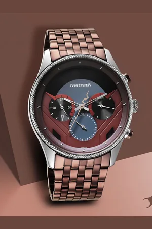 Fastrack Men White Brass Dial & Brown Bracelet Style Straps Analogue Watch