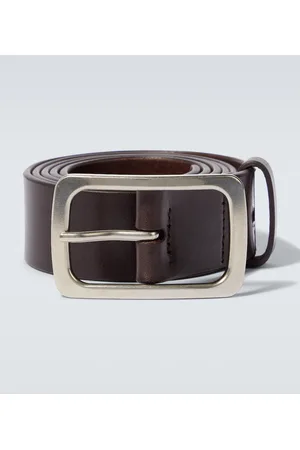 Monogram Cracked Leather Belt in Brown - ERL