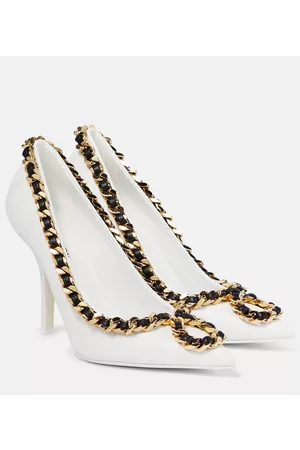 Burberry Women Heels - Chain-trimmed leather pumps