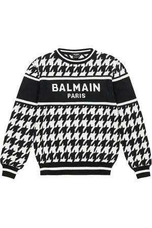 Logo Houndstooth Sweater in Multicoloured - Balmain Kids