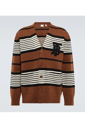 Burberry Monogram Intarsia Wool V-neck Sweater In Orange