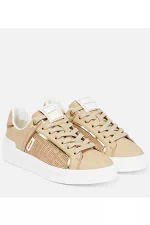 Balmain Women Sneakers - B Court perforated leather sneakers