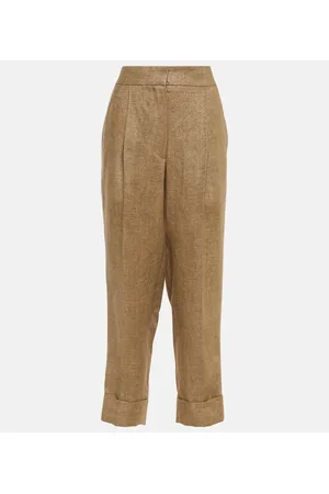 Brunello Cucinelli women's khaki cotton trousers – Loop Generation