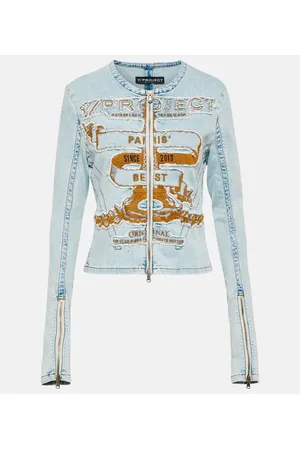 Balmain Safety-pin detail denim jacket | Embellished denim jacket, Denim  jacket, Jackets