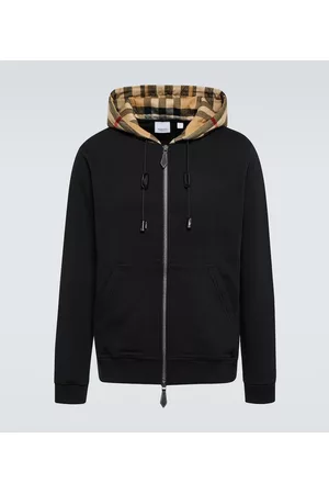 Burberry Men Cotton Hoodies - Vintage Check cotton hoodie