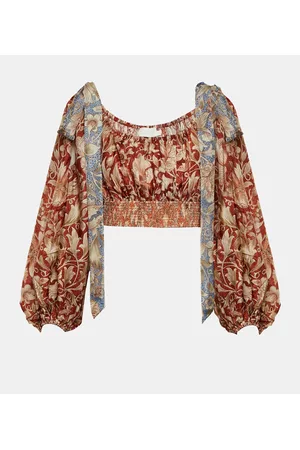 ZIMMERMANN Women Crop Tops - Chintz floral silk cropped top