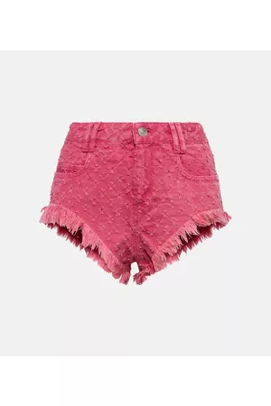 Isabel Marant Women Outfit Sets with Shorts - High-rise eyelet denim micro shorts