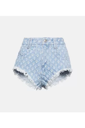 Isabel Marant Women Outfit Sets with Shorts - High-rise eyelet denim micro shorts