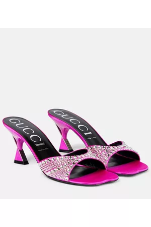 Gucci Women Platform Sandals - Embellished satin sandals