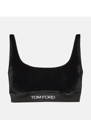 White Logo-jacquard modal-blend bra, Tom Ford