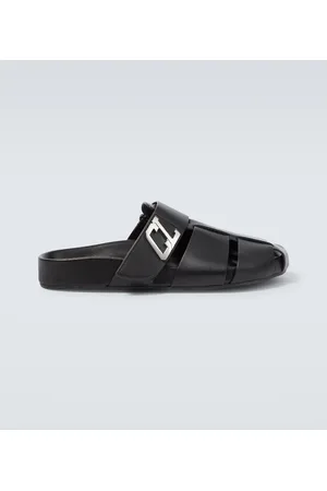 Christian Louboutin Muloman Leather Slippers in Black for Men